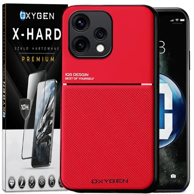 Etui na telefon Oppo Reno15 5G Czerwone Oxygen IQS + Szkło Hartowane X-HARD