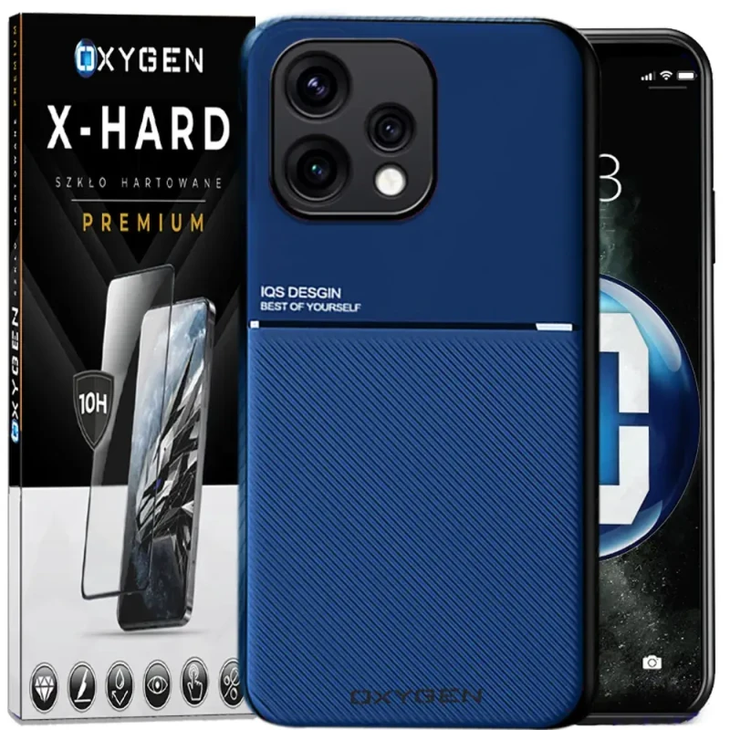 Etui na telefon Oppo Reno15 5G Niebieskie Oxygen IQS + Szkło Hartowane X-HARD