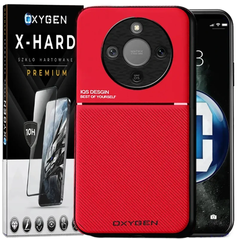 Etui na telefon Honor Magic8 Lite Czerwone Oxygen IQS + Szkło Hartowane X-HARD