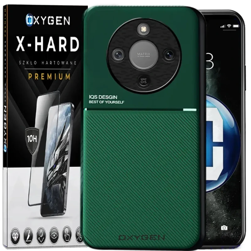 Etui na telefon Honor Magic8 Lite Zielone Oxygen IQS + Szkło Hartowane X-HARD