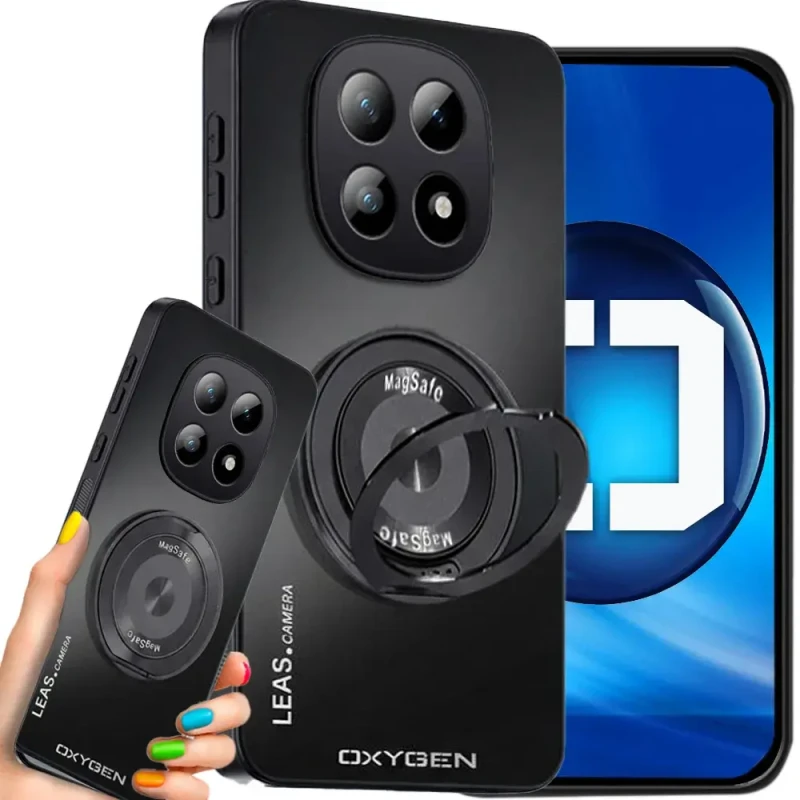 Etui na telefon Xiaomi Redmi Note 15 5G Czarne Oxygen LeaS MAGSafe