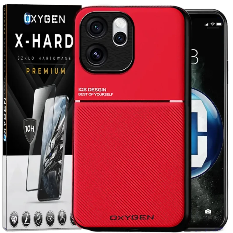 Etui na telefon Oppo Reno15 Pro Max Czerwone Oxygen IQS + Szkło Hartowane X-HARD
