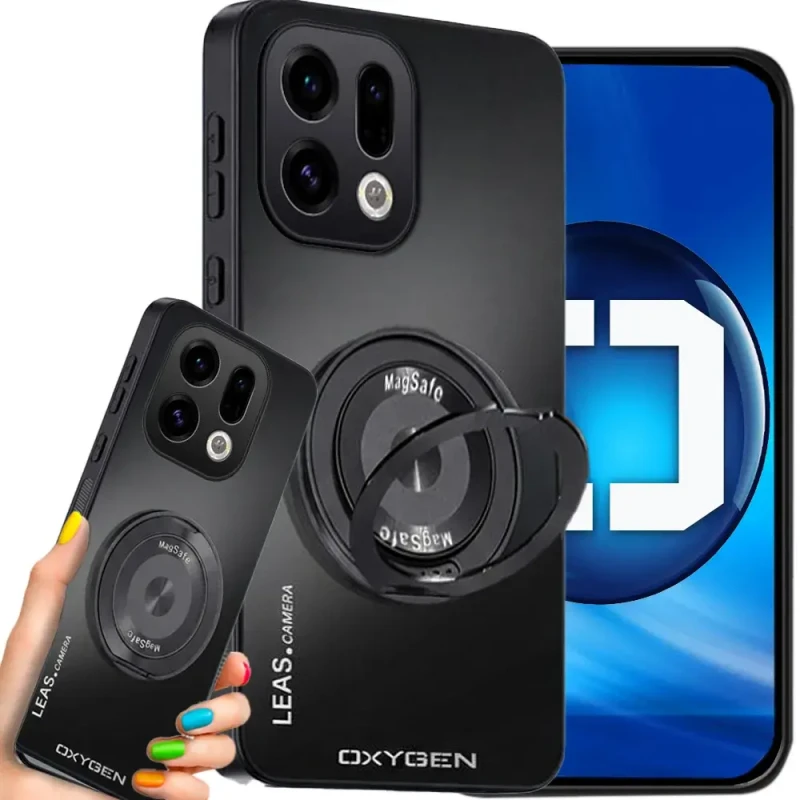 Etui na telefon Oppo Find X9 Czarne Oxygen LeaS MAGSafe