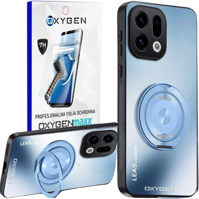 Etui na telefon Oppo Find X9 Niebieskie Oxygen LeaS MAGSafe  + Super Folia