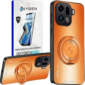 Etui na telefon Oppo Find X9 Pro Pomarańczowe Oxygen LeaS MAGSafe  + Super Folia 