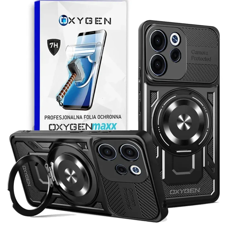 Etui na telefon Oppo Reno15 Pro Czarne Oxygen RR MAGSafe + Super Folia