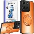 Etui na telefon Motorola Edge 50 Neo Pomarańczowe  Oxygen LeaS MAGSafe  + Super Folia