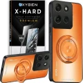 Etui na telefon Motorola Edge 50 Neo Pomarańczowe Oxygen LeaS MAGSafe + Szkło Hartowane X-HARD