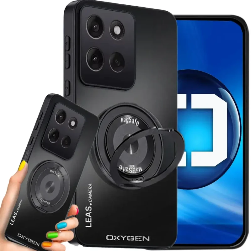 Etui na telefon Motorola Edge 60 Neo Czarne Oxygen LeaS MAGSafe