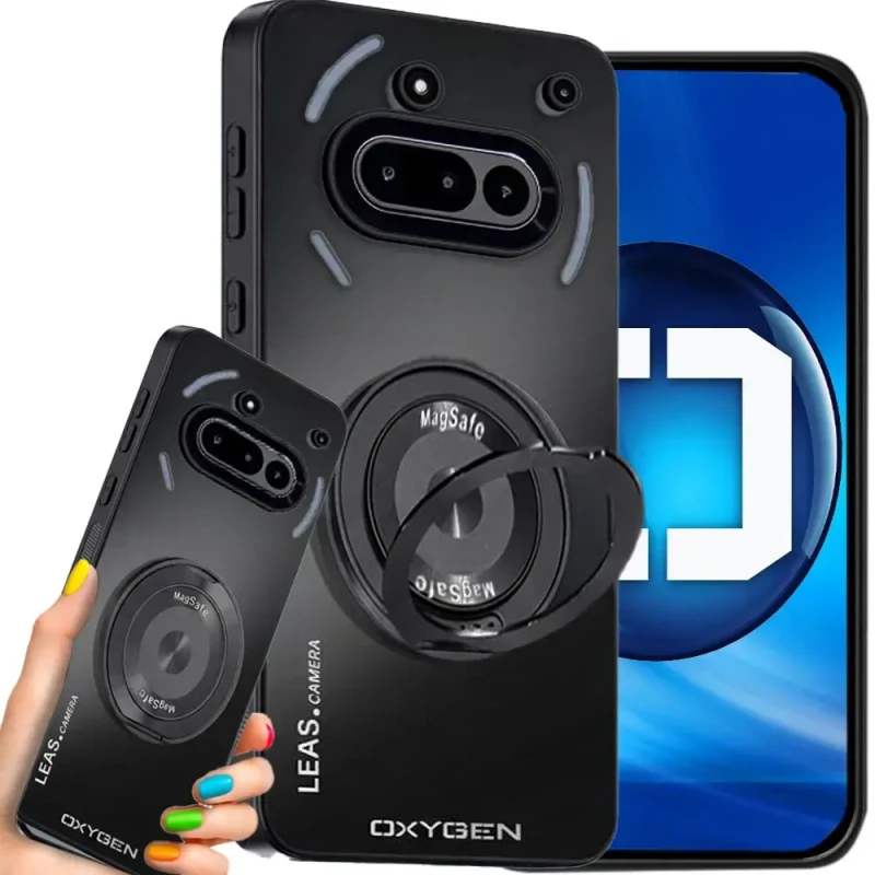 Etui na telefon Nothing Phone 3A Czarne Oxygen LeaS MAGSafe