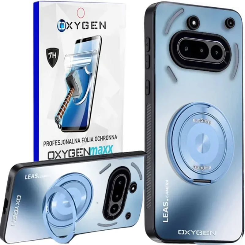 Etui na telefon Nothing Phone 3A Niebieskie Oxygen LeaS MAGSafe  + Super Folia