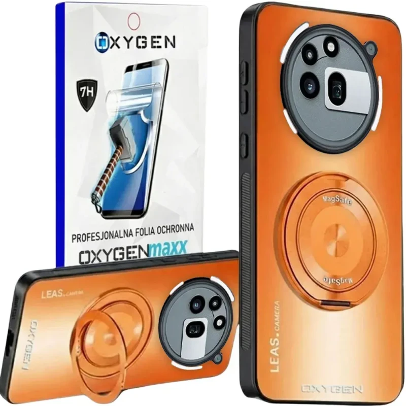 Etui na telefon Nothing Phone 3A Pro Pomarańczowe Oxygen LeaS MAGSafe  + Super Folia