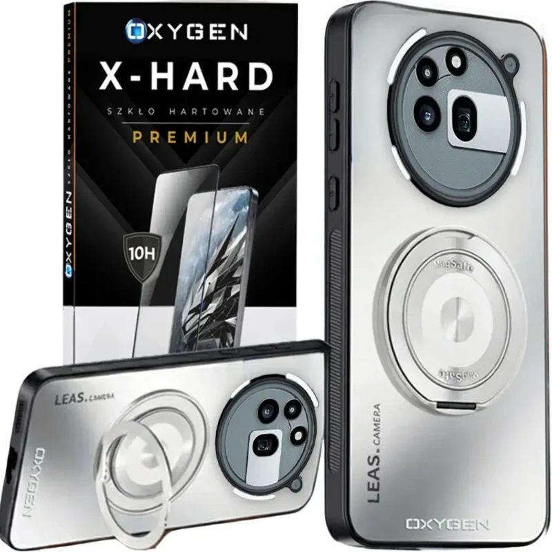 Etui na telefon Nothing Phone 3A Pro Białe Oxygen LeaS MAGSafe + Szkło Hartowane X-HARD
