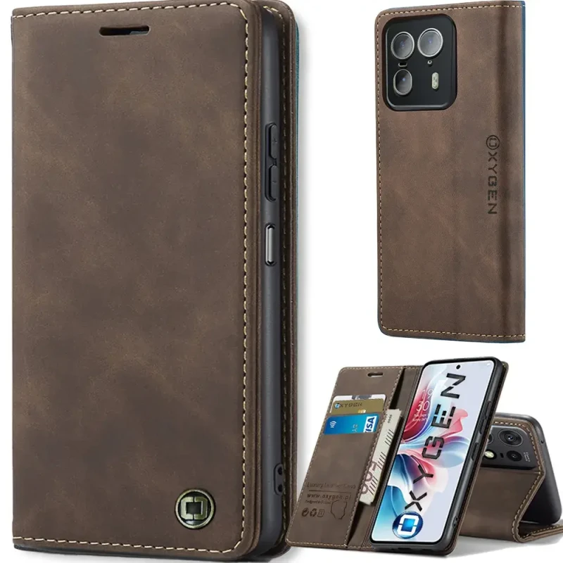 Etui na telefon Motorola Edge 50 ULTRA Oxygen BooK Brązowe