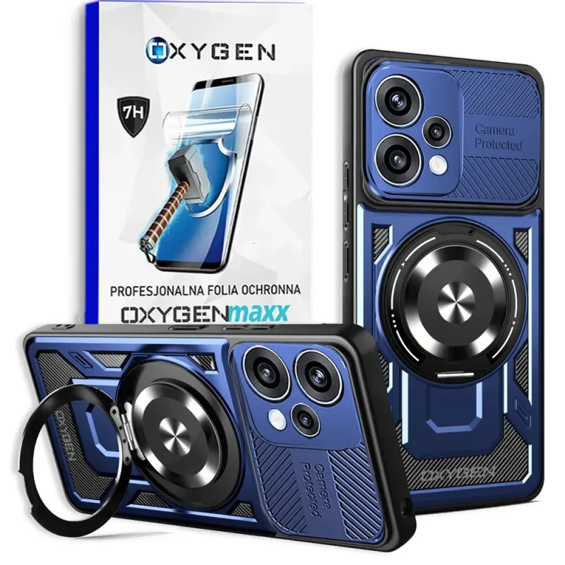 Etui na telefon Oppo Reno15 5G Niebieskie Oxygen RR MAGSafe + Super Folia