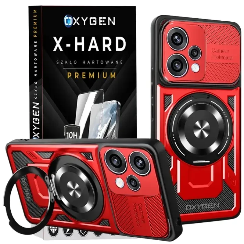 Etui na telefon Oppo Reno15 5G Czerwone  Oxygen RR MAGSafe + Szkło Hartowane X-HARD