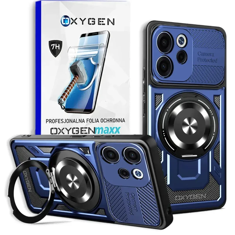 Etui na telefon Oppo Reno15 Pro Max Niebieskie Oxygen RR MAGSafe + Super Folia