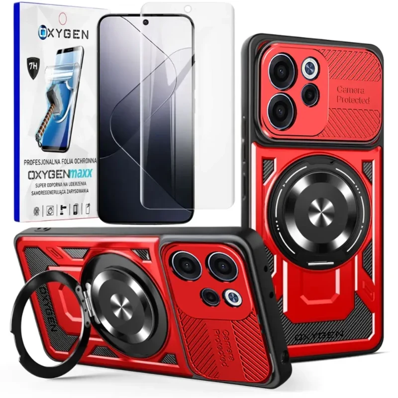 Etui na telefon Oppo Reno15 Pro Max Czerwone Oxygen RR MAGSafe + Super Folia