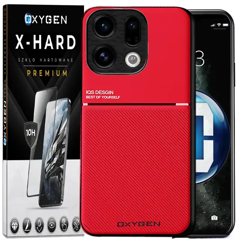 Etui na telefon Oppo Find X9 Czerwone Oxygen IQS + Szkło Hartowane X-HARD