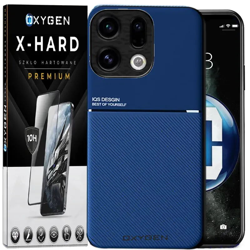 Etui na telefon Oppo Find X9 Niebieskie Oxygen IQS + Szkło Hartowane X-HARD