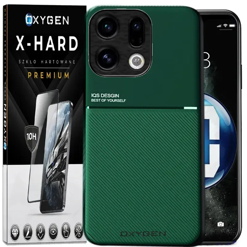 Etui na telefon Oppo Find X9 Zielone Oxygen IQS + Szkło Hartowane X-HARD