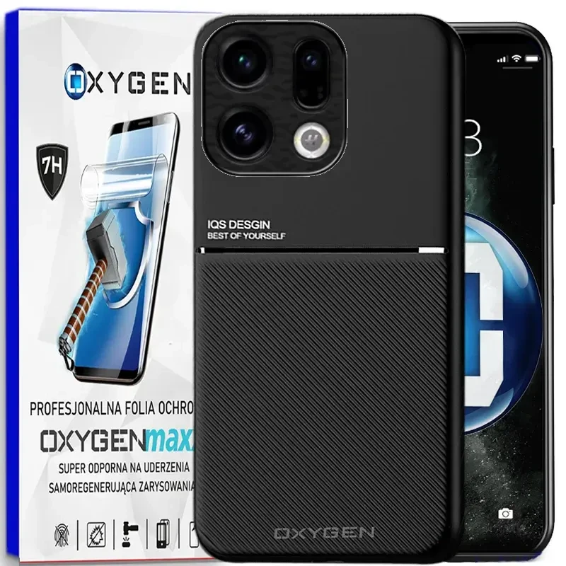 Etui na telefon Oppo Find X9 Czarne Oxygen IQS + Super Folia