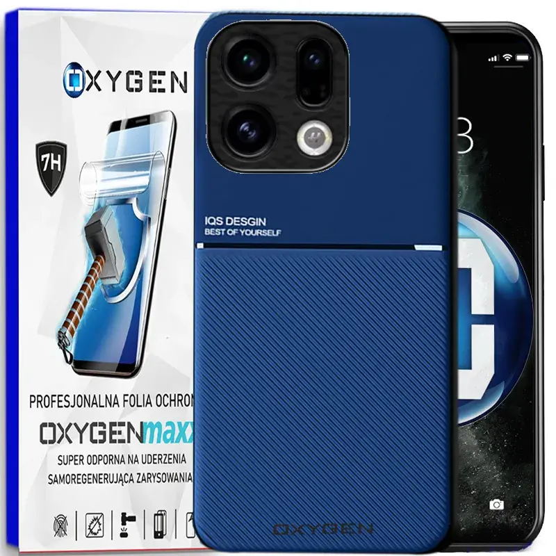 Etui na telefon Oppo Find X9 Niebieskie Oxygen IQS + Super Folia