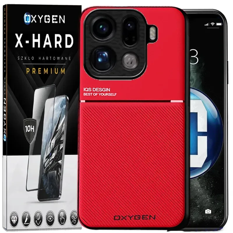 Etui na telefon Oppo Find X9 Pro Czerwone Oxygen IQS + Szkło Hartowane X-HARD