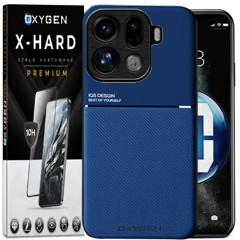 Etui na telefon Oppo Find X9 Pro Niebieskie Oxygen IQS + Szkło Hartowane X-HARD