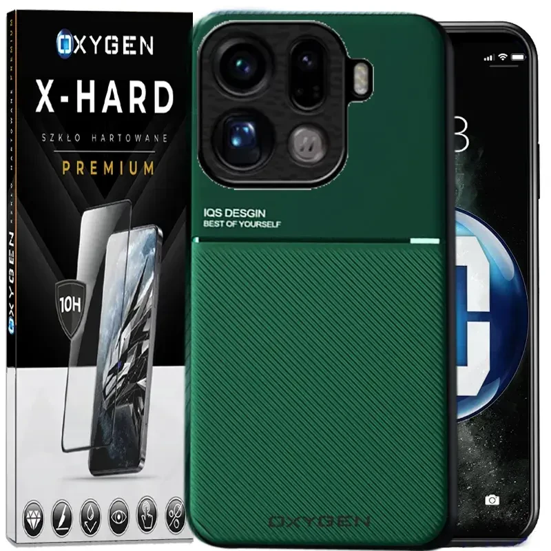 Etui na telefon Oppo Find X9 Pro Zielone Oxygen IQS + Szkło Hartowane X-HARD
