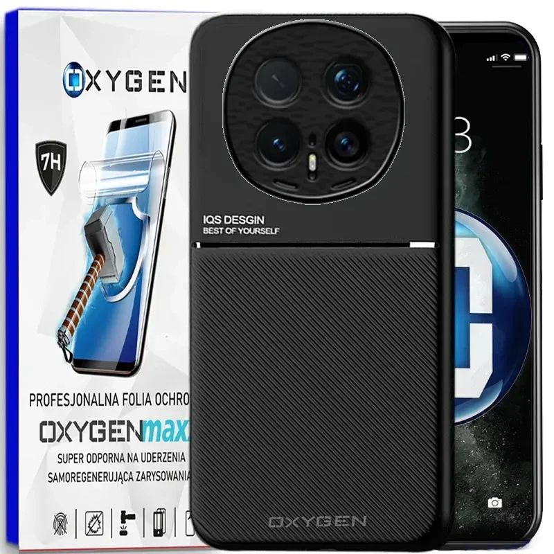 Etui na telefon Honor Magic8 Pro Czarne Oxygen IQS + Super Folia