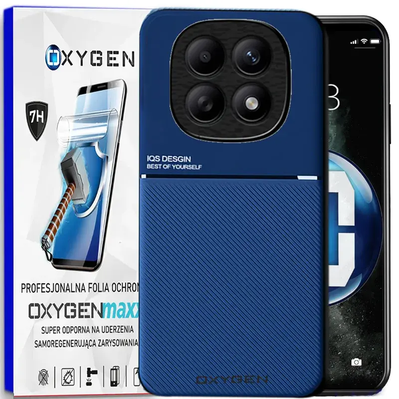 Etui na telefon Xiaomi Redmi Note 15 4G Niebieskie Oxygen IQS + Super Folia