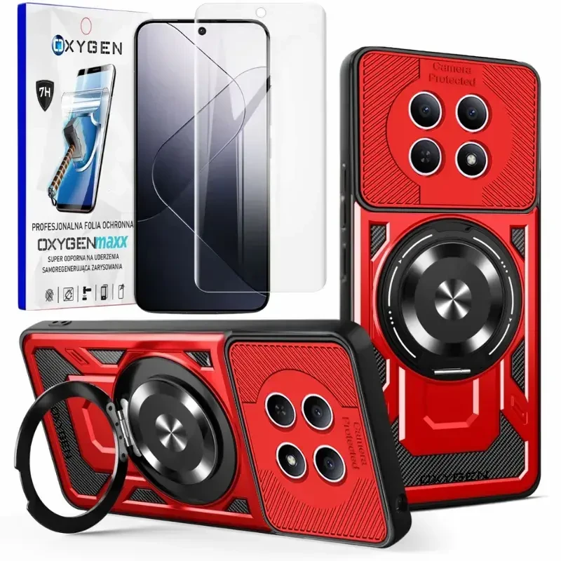 Etui na telefon Xiaomi Redmi Note 15 4G Czerwone Oxygen RR MAGSafe + Super Folia