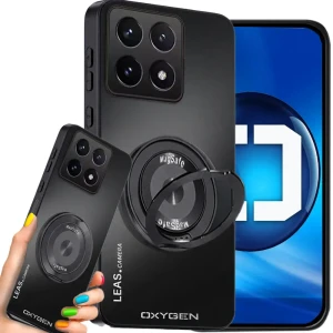 Etui na telefon Xiaomi 17 Czarne Oxygen LeaS MAGSafe