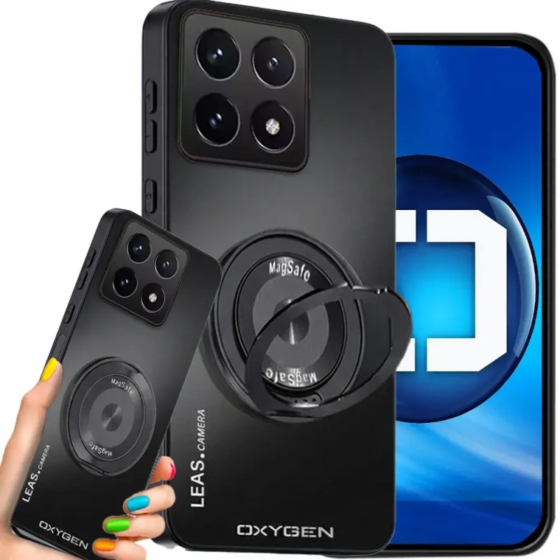 Etui na telefon Xiaomi 17 Czarne Oxygen LeaS MAGSafe