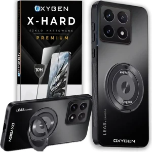 Etui na telefon Xiaomi 17 Czarne Oxygen LeaS MAGSafe  + Szkło Hartowane X-HARD