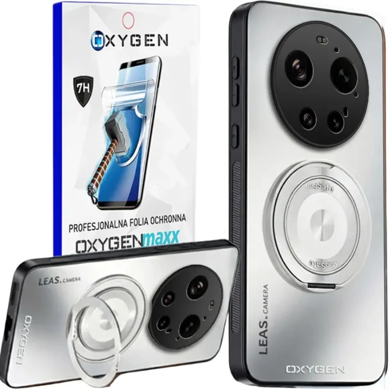 Etui na telefon Xiaomi 17 Ultra Białe Oxygen LeaS MAGSafe  + Super Folia