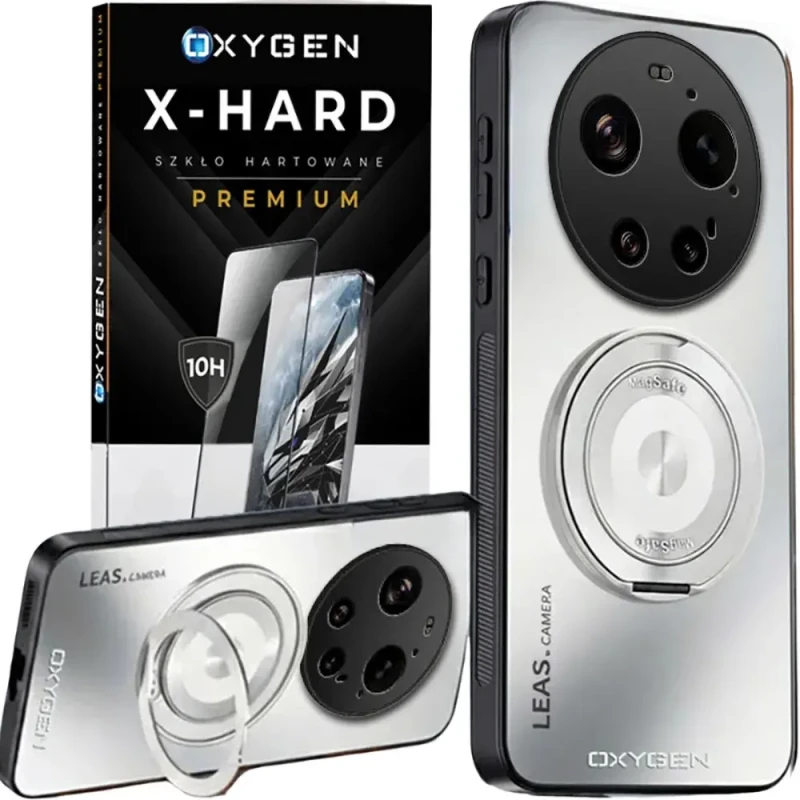 Etui na telefon Xiaomi 17 Ultra Białe Oxygen LeaS MAGSafe  + Szkło Hartowane X-HARD