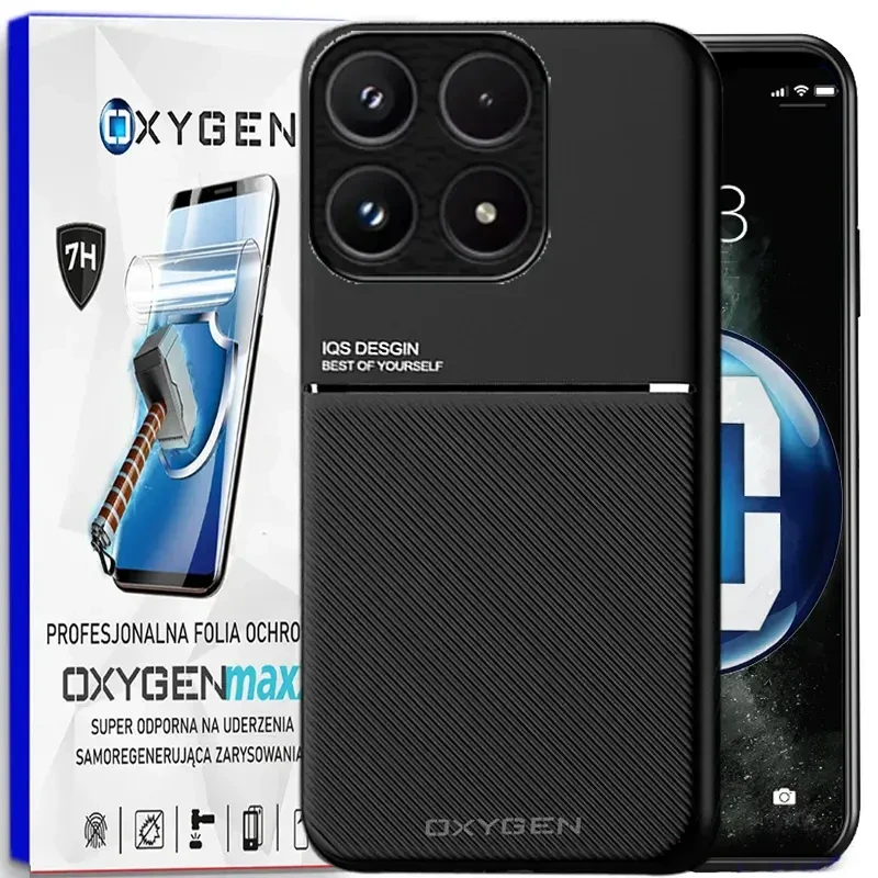 Etui na telefon Xiaomi 17 Czarne Oxygen IQS + Super Folia