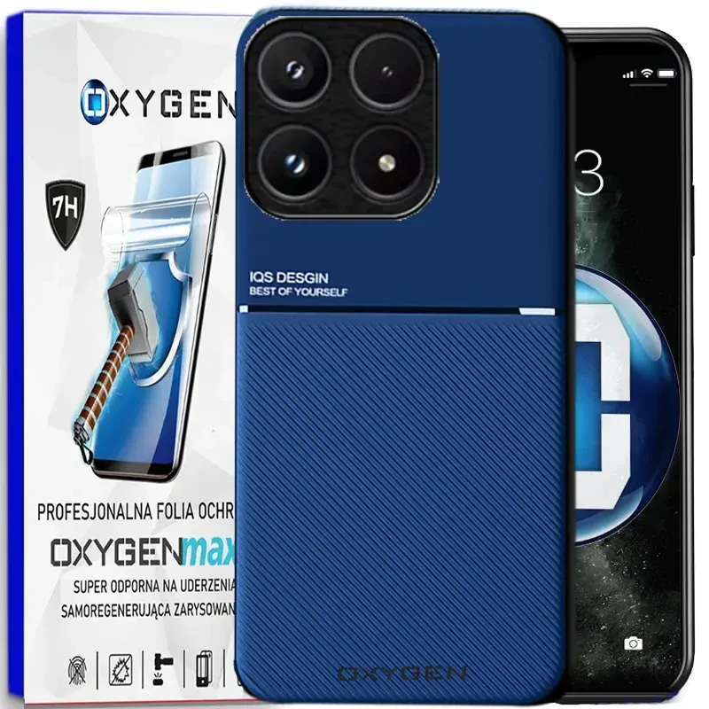 Etui na telefon Xiaomi 17 Niebieskie Oxygen IQS + Super Folia