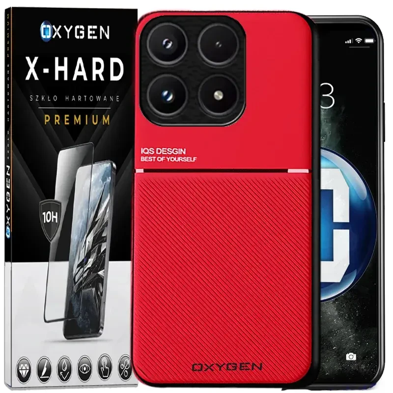 Etui na telefon Xiaomi 17 Czerwone Oxygen IQS + Szkło Hartowane X-HARD