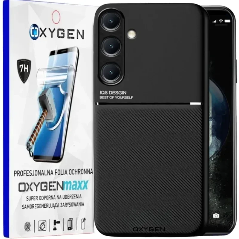 Etui na telefon Samsung  Galaxy A37 Czarne Oxygen IQS + Super Folia