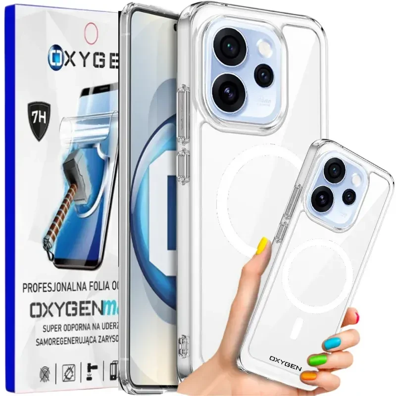 Etui na telefon Oppo Reno15 F FS Oxygen Pure MAGSafe Bezbarwne + Super Folia