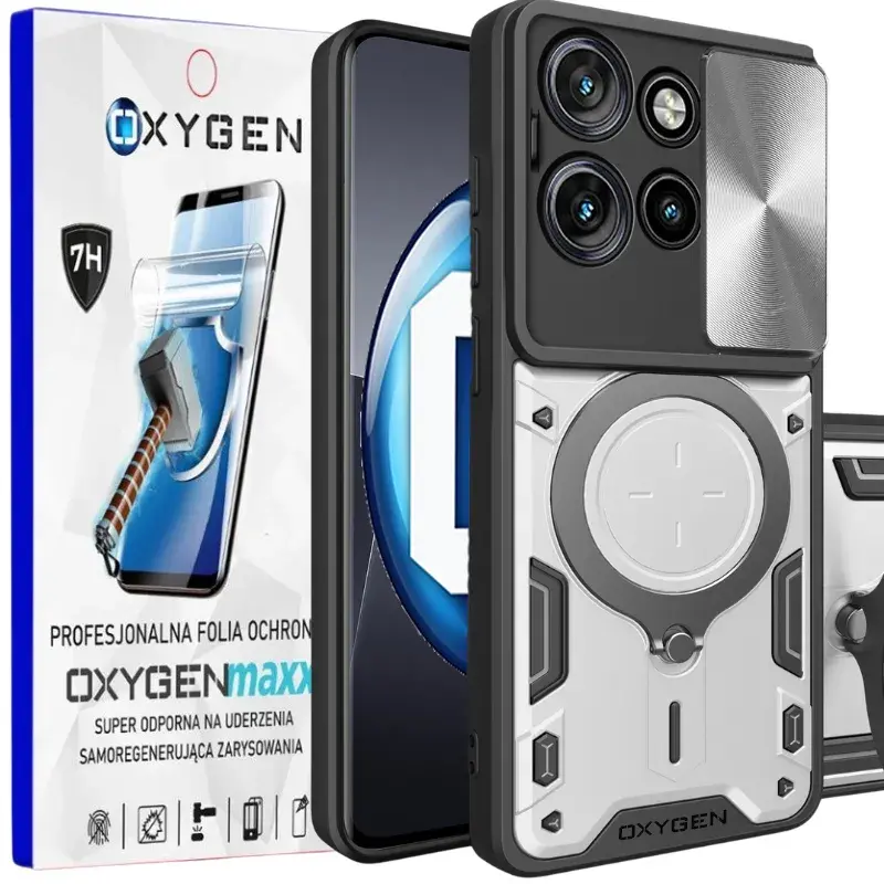 Etui na telefon Motorola Edge 60 Neo Srebrne Oxygen RR + Super Folia