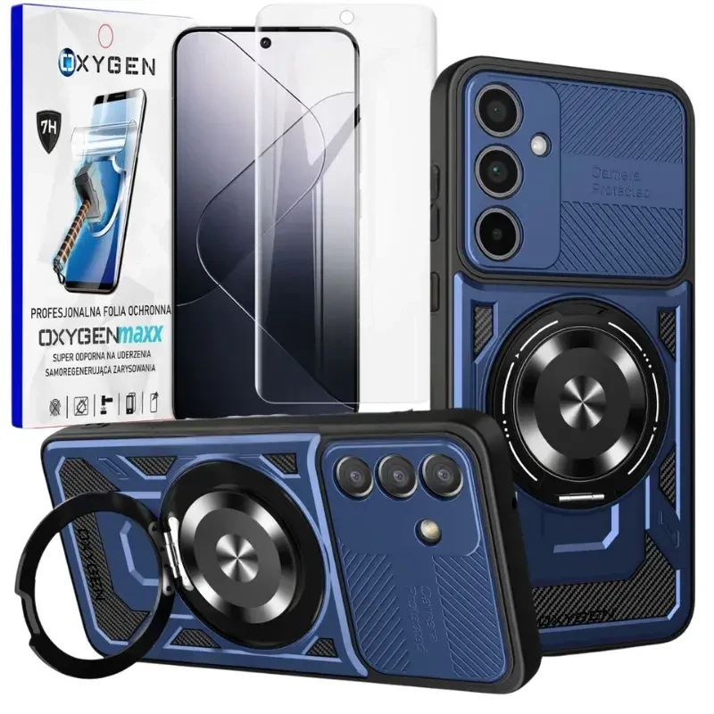 Etui na telefon Samsung Galaxy A57 Niebieskie Oxygen RR MAGSafe + Super Folia