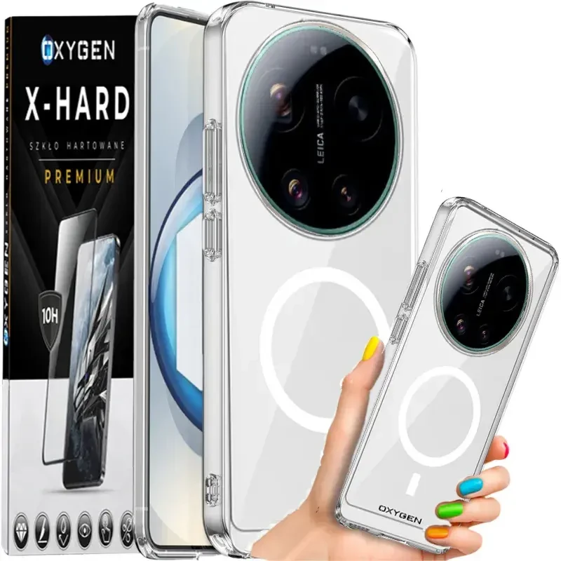 Etui na telefon Xiaomi 17 Ultra Bezbarwne Oxygen PURE MAGSafe + Szkło Hartowane X-HARD