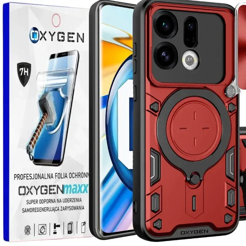Etui na telefon Oppo Find X9 Czerwone Oxygen RR + Super Folia
