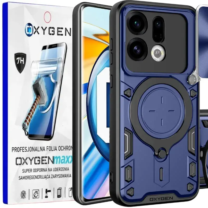Etui na telefon Oppo Find X9 Niebieskie Oxygen RR + Super Folia