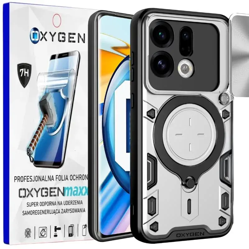 Etui na telefon Oppo Find X9 Srebrne Oxygen RR + Super Folia