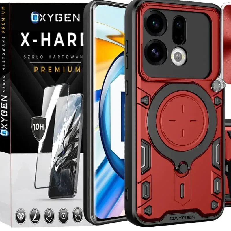 Etui na telefon Oppo Find X9 Czerwone Oxygen RR + Szkło Hartowane X-HARD